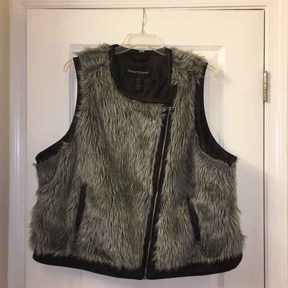 Ashley Stewart Jackets & Blazers - Plus size faux fur Moto vest size 22/24